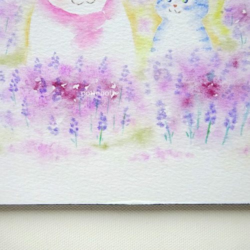 ✻【原画】光あふれ風そよぐ、ラベンダー畑 / ポテとゆきだるま
