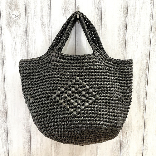 ビニールテープのトートバッグ✱スズランテープバッグ✱ブラック