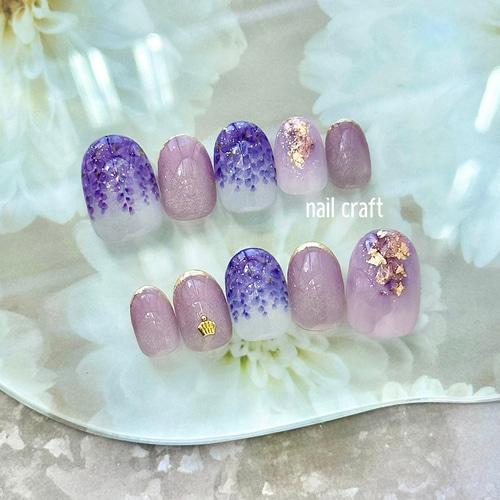咲きこぼれる藤の花のネイルチップ ネイルチップ（つけ爪） nail craft