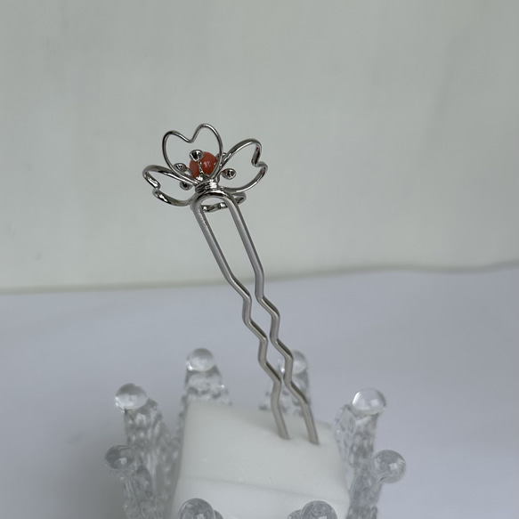 珊瑚玉付きかんざし　可愛い『桜』デザイン　ジュリコニア入り　　R50611H2 15枚目の画像
