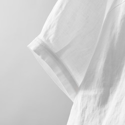 醒目可愛的荷葉邊亞麻襯衫，可前後穿，兩穿襯衫，白色 230609-1 第5張的照片