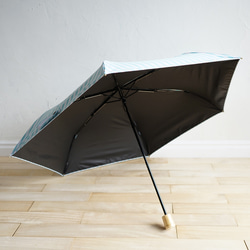UVカット折りたたみ傘 stripe aqua 紫外線99.9%カット 晴雨兼用 163452 竹ハンドル 日傘 雨傘 18枚目の画像