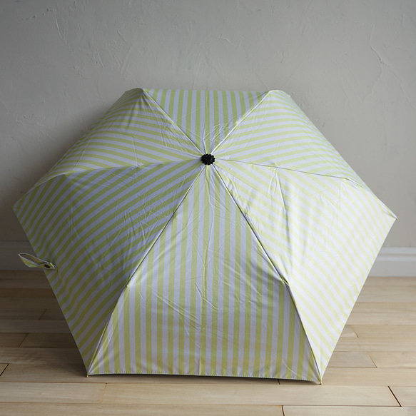 UVカット折りたたみ傘 stripe lemon 紫外線99.9%カット 晴雨兼用 163453 竹ハンドル 日傘 雨傘 16枚目の画像
