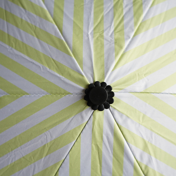 UVカット折りたたみ傘 stripe lemon 紫外線99.9%カット 晴雨兼用 163453 竹ハンドル 日傘 雨傘 14枚目の画像