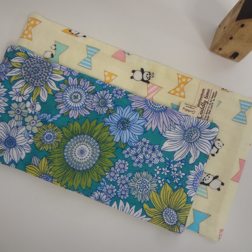 大きめ*パンダ*やわらかガーゼハンカチ4枚セット*ハンドメイド 大きめ*パンダ*やわらかガーゼハンカチ4枚セット ハンカチ