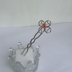 珊瑚彫り付き　花デザイン　かんざし　R50611H5 15枚目の画像