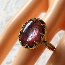 癒しと変革の天然石・・レピドライト ring（ハートベゼル・１６×１２） 1枚目の画像