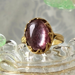 癒しと変革の天然石・・レピドライト ring（ハートベゼル・１６×１２） 2枚目の画像