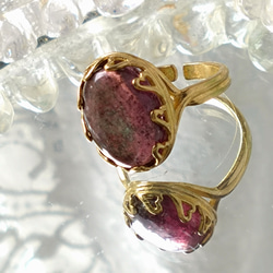 癒しと変革の天然石・・レピドライト ring（ハートベゼル・１６×１２） 20枚目の画像
