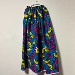 アフリカン　ギャザースカート♪ アフリカンファブリック　アフリカプリント　アフリカ生地　アフリカ布　キテンゲ　パーニュ 2枚目の画像