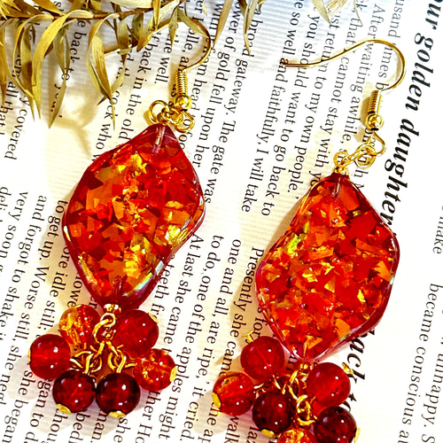 Sparkle-赤のホログラム- 【ハンドメイド レジンアクセサリー