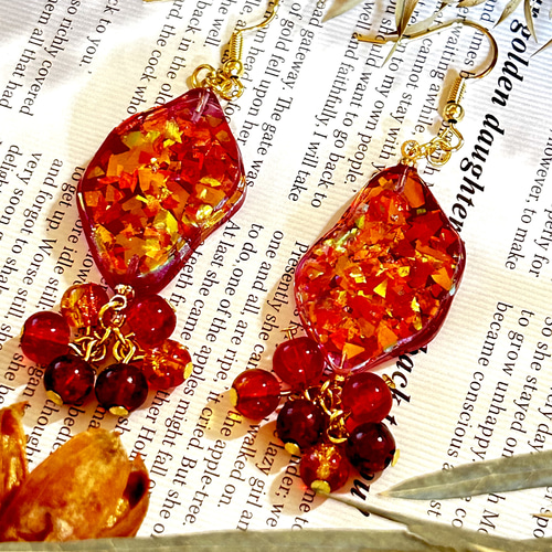 Sparkle-赤のホログラム- 【ハンドメイド レジンアクセサリー