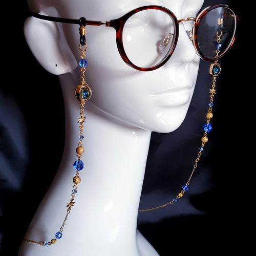 錬金術士の思案 メガネチェーン/マスクチェーン】 グラスコード ブルー