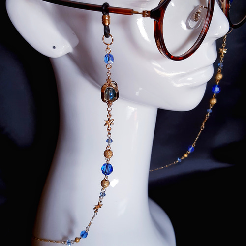 ♪534❤️ アンティークビーズマスクチェーンメガネチェーンハンドメイド