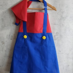 エプロン・三角巾 60s blue and red plaid apron 90〜140】2点セット 赤 青 重ね着スタイル エプロン 三角巾 エプロン