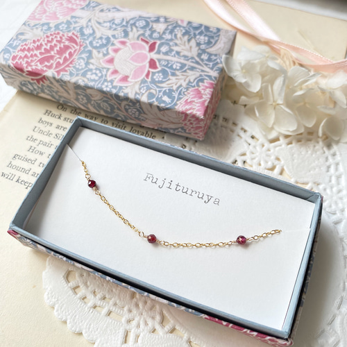 14kgf【7月誕生石】b.Purple Ruby 小粒なルビーのブレスレットac