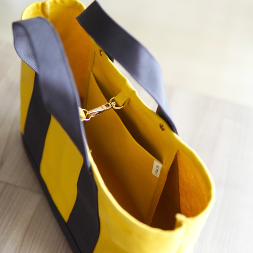 バイカラー帆布トート♡スマホが入る内ポケット付き トートバック