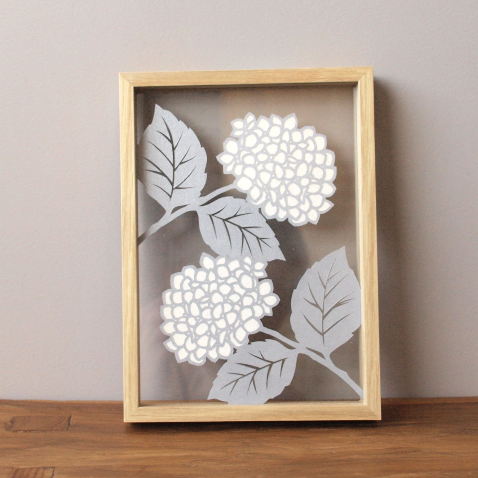 原画　油絵　白い紫陽花