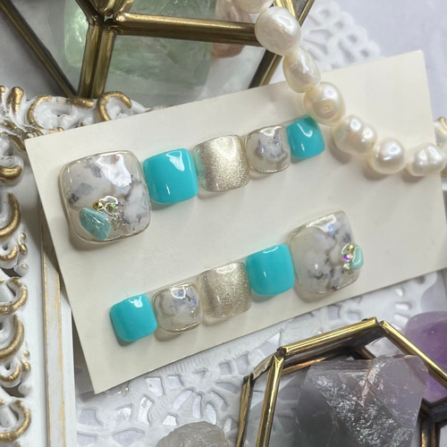 サイズオーダー♡ニュアンス大理石フットネイルチップ