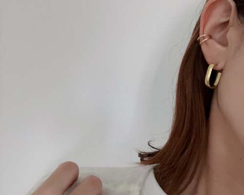 真鍮』オーバル線ミニlongスクエアピアス 長四角 イヤリング変更可能
