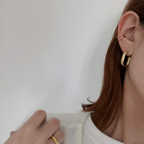 真鍮』オーバル線ミニlongスクエアピアス 長四角 イヤリング変更可能