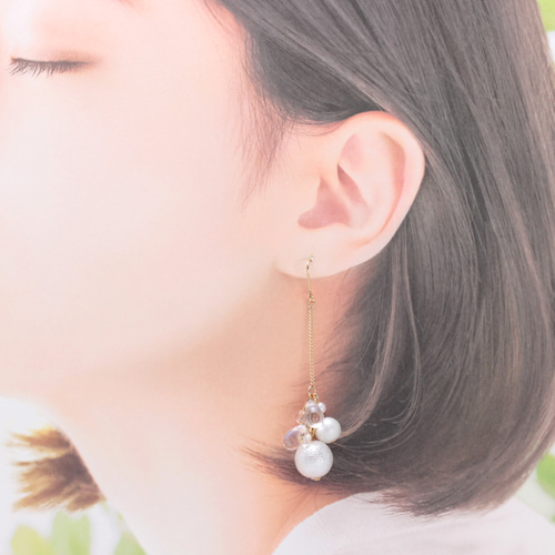 揺れるPearl(1099) ピアス/イヤリング/ノンホールピアス/樹脂ピアス 