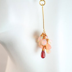 【カラーオパール】　ルビー　ピンクサファイア　ロング耳飾り 5枚目の画像