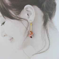 【カラーオパール】　ルビー　ピンクサファイア　ロング耳飾り 6枚目の画像