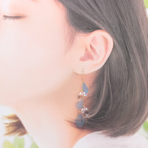 雨粒ゆらゆら(1103) ピアス/イヤリング/ノンホールピアス/樹脂ピアス 