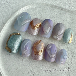 ネイルチップ✳︎紫陽花カラーニュアンス ネイルチップ（つけ爪