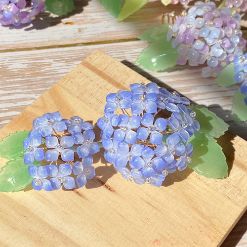 ヘアゴム　ベビーヘアクリップ　紫陽花　ミックスカラー ヘアゴムベビーヘアクリップ紫陽花ミックスカラー