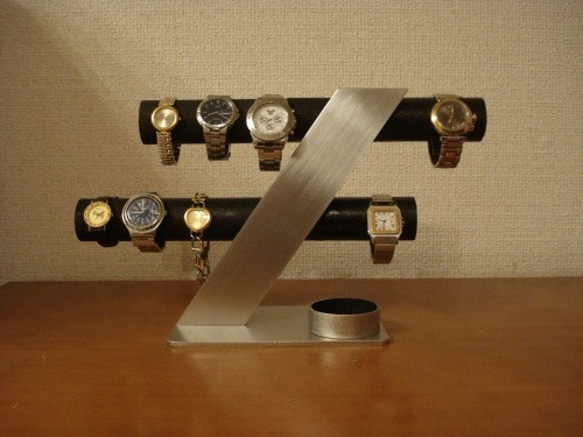 腕時計スタンド　名入れ　刻印　ブラック6～8本掛けデザイン腕時計スタンド 1枚目の画像