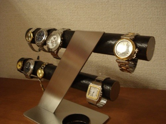 腕時計スタンド　名入れ　刻印　ブラック6～8本掛けデザイン腕時計スタンド 2枚目の画像