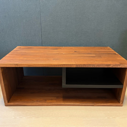 【送料無料】 ローテーブル ボックス形 90cm 45cm パイン Br 収納付 12枚目の画像
