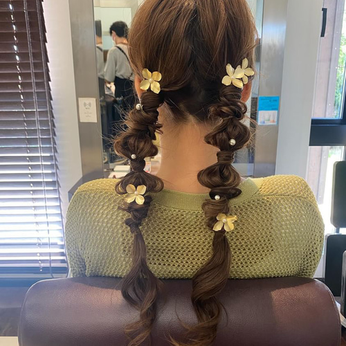 ゴールド フラワー パール ブライダル ウェディング ヘアアクセサリー