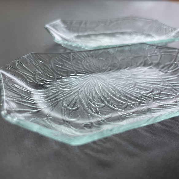 豆長八角皿　　32種の２ミリガラス昭和型板ガラスにて作成します。　想い出をカタチに！　 3枚目の画像