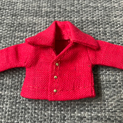 オビツ11 上質な麻のVネック長袖シャツ　red 2枚目の画像