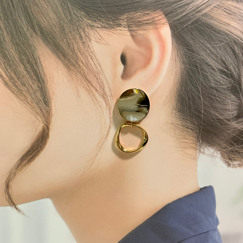 No.28】ゴールドメタルフープピアスorイヤリング ピアス（フック 
