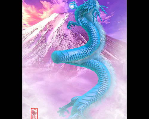水彩画　鷹　龍　富士山　手書き 水彩画 鷹 龍 富士山 手書き 富士山 水墨画イラスト｜無料