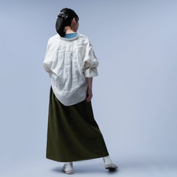 [wafu] 亞麻 Solotex 看起來出奇的時尚！ 褶裙 / 卡其色 s019h-khk2 第8張的照片