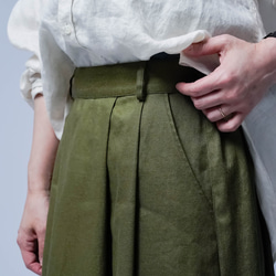 [wafu] 亞麻 Solotex 看起來出奇的時尚！ 褶裙 / 卡其色 s019h-khk2 第16張的照片