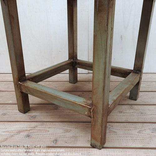 一点物 ドラム缶をリメイクしたテーブル 60cm ラウンド ガラス 一点物 ドラム缶をリメイクしたテーブル 60cm ラウンド ガラス