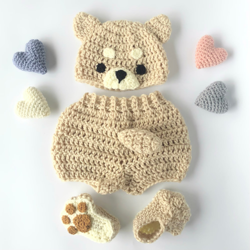 上下セット・柴犬ベビーコスチューム(ベージュ)♡ニューボーン