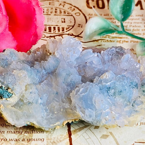 幸運の石✿*:・フラワー パープルカルサイト ラフストーン 原石