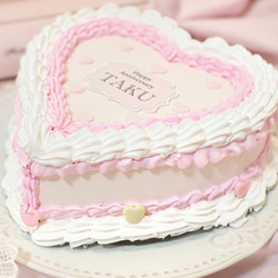 【プレートの色・文字自由】フェイク センイルケーキ　/ ハート　ピンク　誕生日　バースデー　デコレーション　ケーキ 4枚目の画像