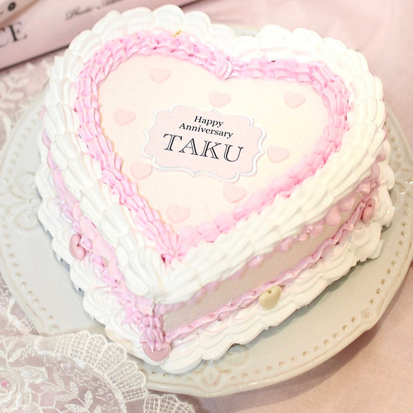 プレートの色・文字自由】フェイク センイルケーキ / ハート