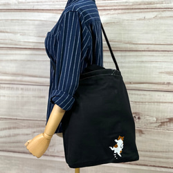 ヘソ天猫の刺繍 ポケット付きコットン肩掛けショルダーバッグ ... 刺繍猫ちゃん3747 ダブルショルダーバッグ け バック サイズ L