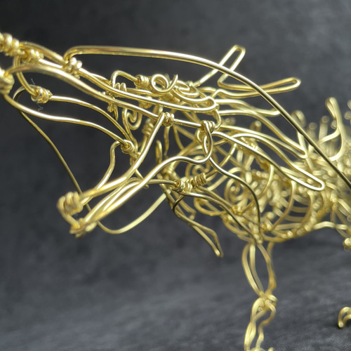希少重厚感アート感高い金属ワイヤーの鳥かごスペシャルオブジェ ワイヤーアート〈金龍〉 立体・オブジェ takatoshi 通販
