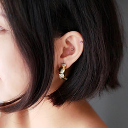 菱角接鑽青春春季日和 古董珠寶耳針式飾品耳環 piercing earrings 第7張的照片