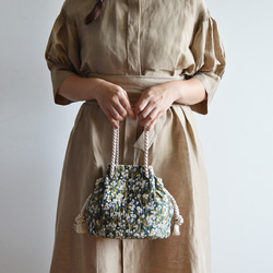 SAFECOフランス製 草原小花柄ハイクラスジャガード織 マリンバッグ 成人式・和装・卒業式にも 2枚目の画像